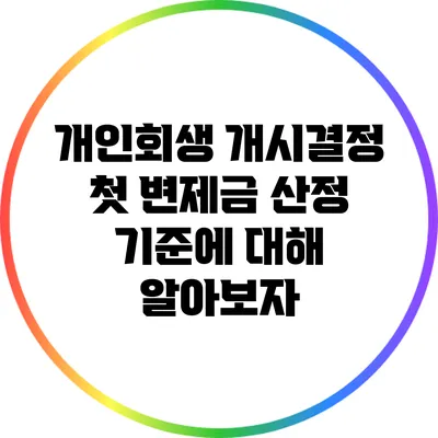 개인회생 개시결정 첫 변제금 산정 기준에 대해 알아보자