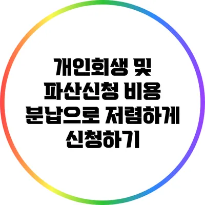 개인회생 및 파산신청 비용: 분납으로 저렴하게 신청하기