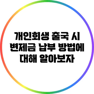 개인회생 출국 시 변제금 납부 방법에 대해 알아보자