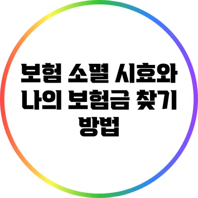 보험 소멸 시효와 나의 보험금 찾기 방법