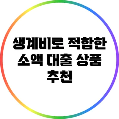 생계비로 적합한 소액 대출 상품 추천