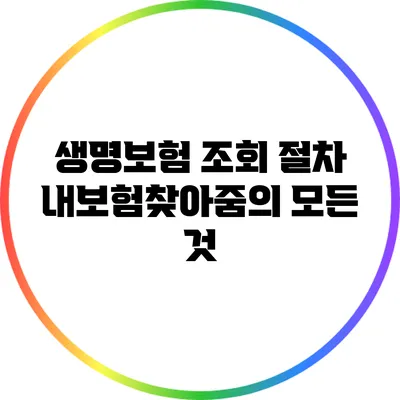 생명보험 조회 절차: 내보험찾아줌의 모든 것