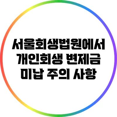 서울회생법원에서 개인회생 변제금 미납 주의 사항