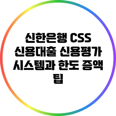 신한은행 CSS 신용대출: 신용평가 시스템과 한도 증액 팁