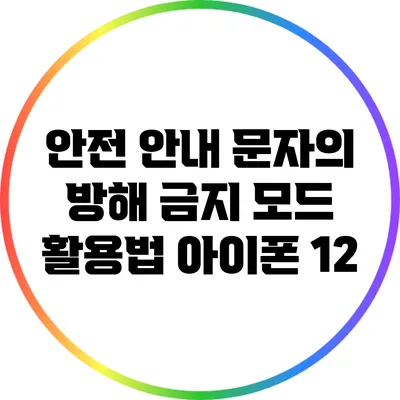 안전 안내 문자의 방해 금지 모드 활용법: 아이폰 12