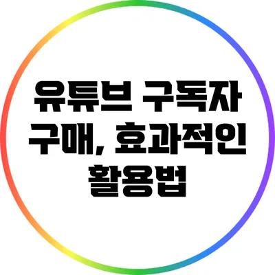 유튜브 구독자 구매, 효과적인 활용법