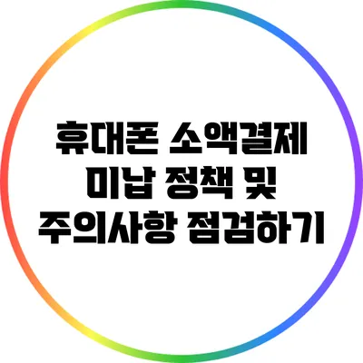 휴대폰 소액결제 미납 정책 및 주의사항 점검하기