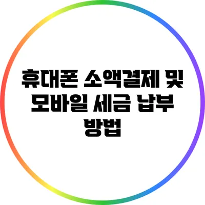 휴대폰 소액결제 및 모바일 세금 납부 방법