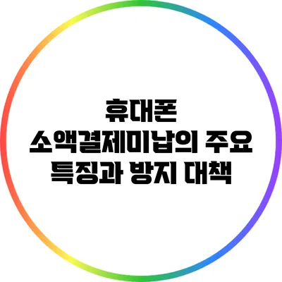 휴대폰 소액결제미납의 주요 특징과 방지 대책