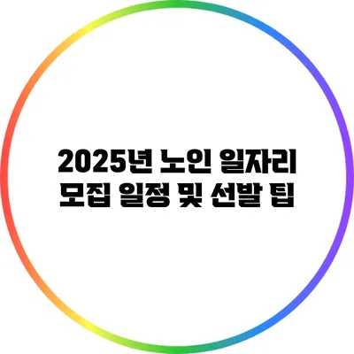 2025년 노인 일자리 모집 일정 및 선발 팁