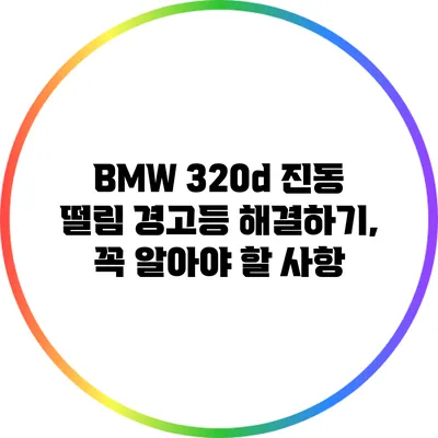 BMW 320d 진동 떨림 경고등 해결하기, 꼭 알아야 할 사항