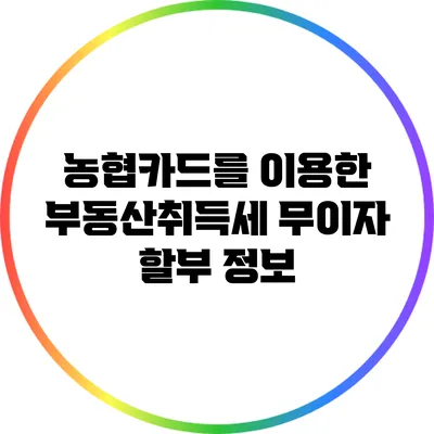 농협카드를 이용한 부동산취득세 무이자 할부 정보