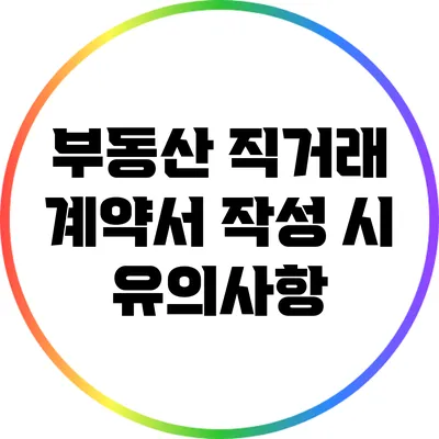 부동산 직거래 계약서 작성 시 유의사항