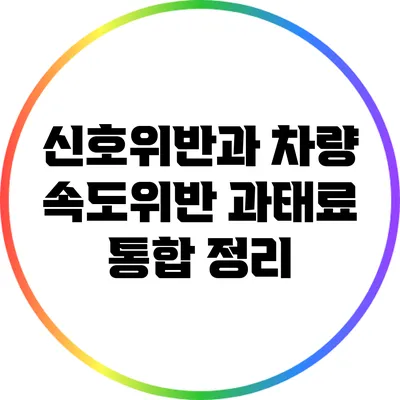 신호위반과 차량 속도위반 과태료 통합 정리