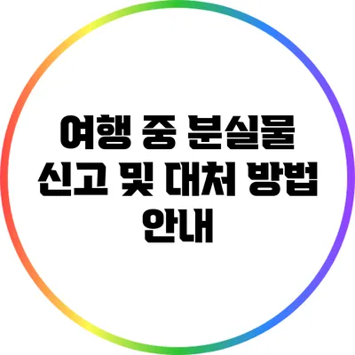 여행 중 분실물 신고 및 대처 방법 안내