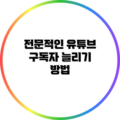 전문적인 유튜브 구독자 늘리기 방법