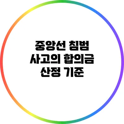 중앙선 침범 사고의 합의금 산정 기준