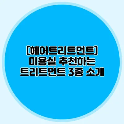 [헤어트리트먼트] 미용실 추천하는 트리트먼트 3종 소개