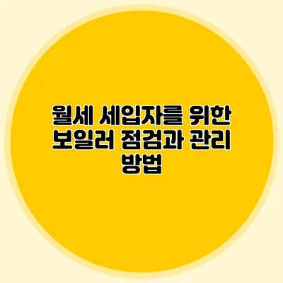 월세 세입자를 위한 보일러 점검과 관리 방법