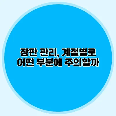 장판 관리, 계절별로 어떤 부분에 주의할까?