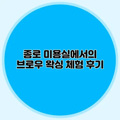 종로 미용실에서의 브로우 왁싱 체험 후기